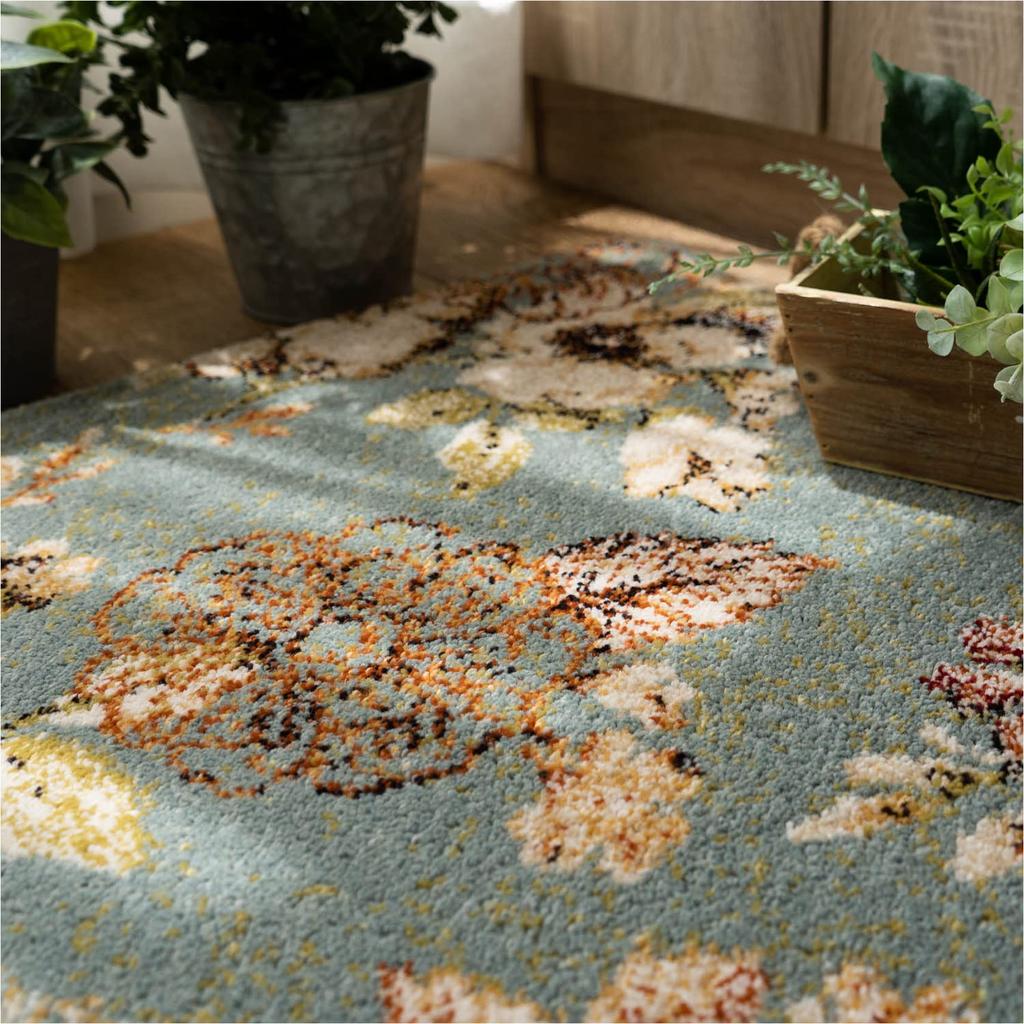 sayang sayan Коврик для кухни с цветочным узором Fleur 50x240 Blue Wilton Weave Rug