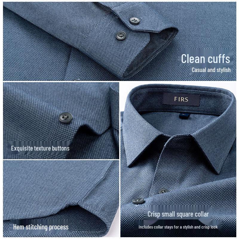 Мужская рубашка с длинным рукавом из смесовой шерсти в стиле business casual