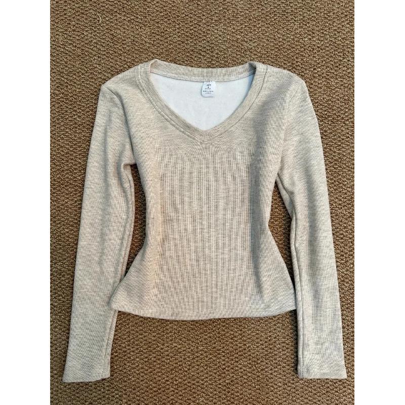 Women's Slim Fit Long-Sleeve White T-Shirt - Autumn 2025 Cinch Waist Innerwear 