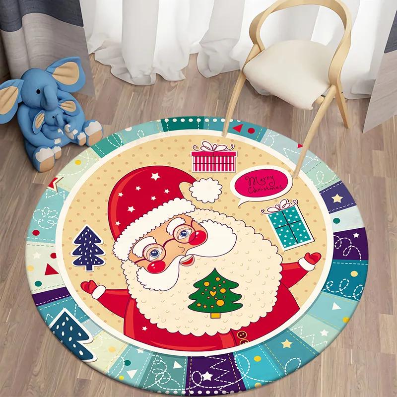 Санта-круглый ковер для дома, гостиной, спальни, коврик для кухни, ванной комнаты, коврик, милое украшение для детской комнаты