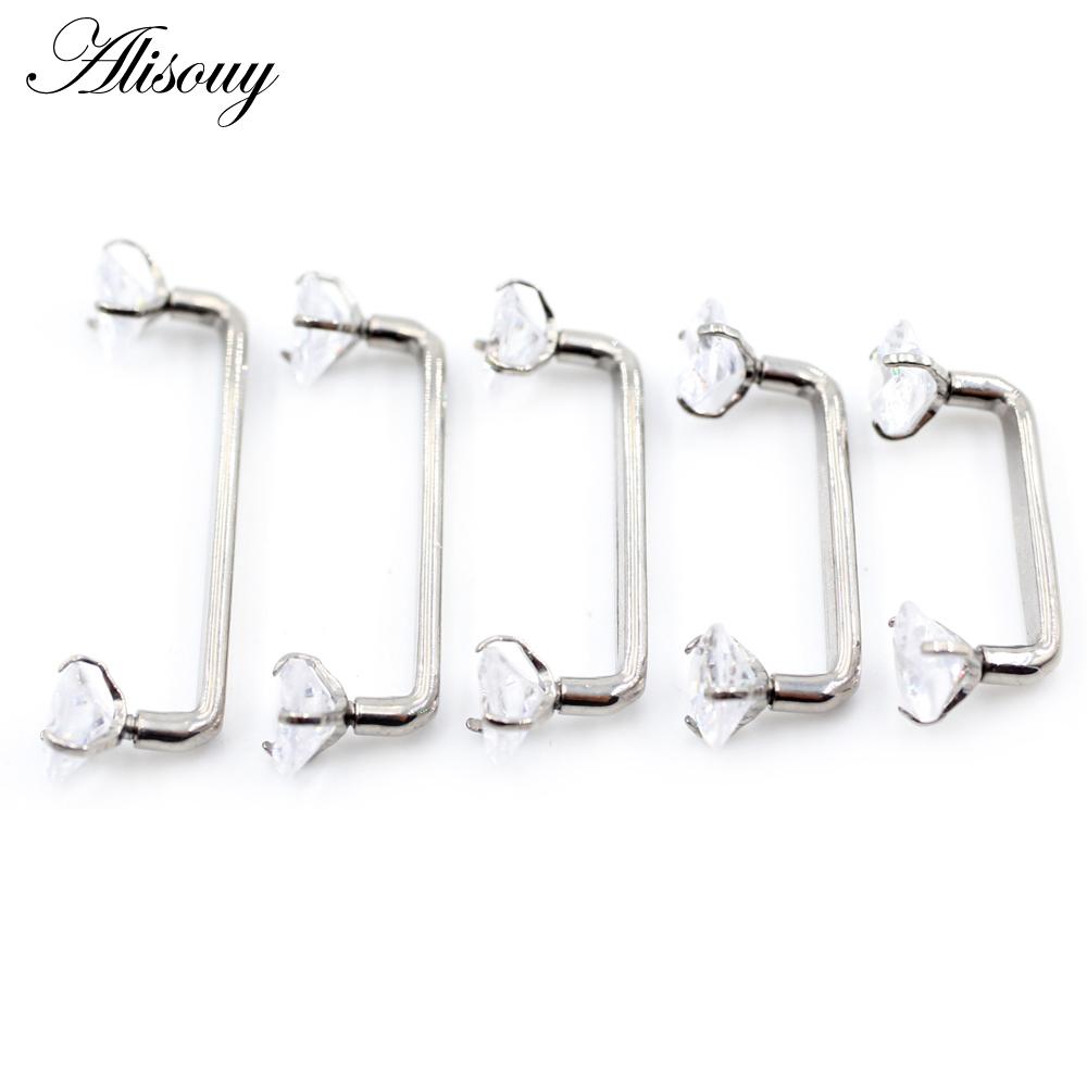 Alisouy 1PC Titanium Heart Star Zircon Threaded Surface Bar Barbell Micro Dermal Anchor Retainers Hide In Skin Piercing Jewelry