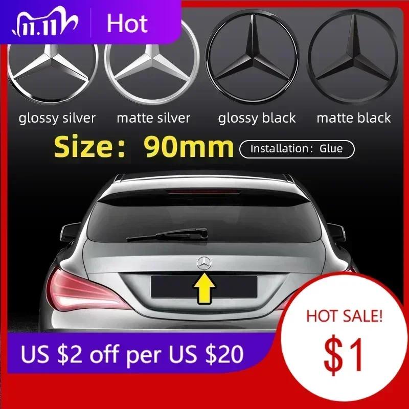 Car Sticker For Mercedes Benz 3D ABS silver/Black 9cm 90mm car rear Tail Trunk emblem badge sticker Decals For Mercedes Benz W11