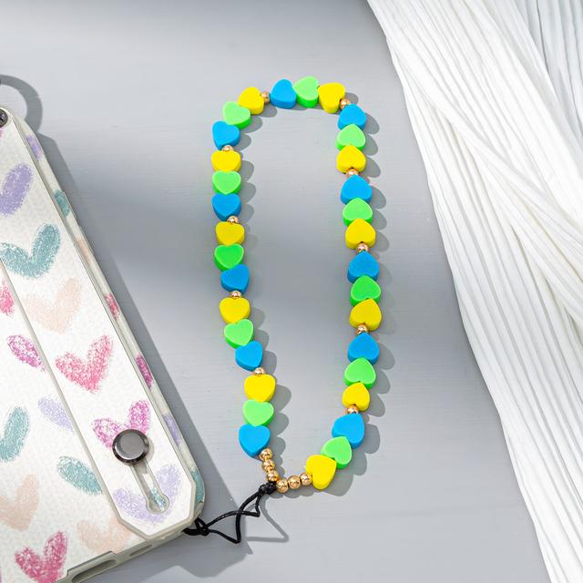 Модная Очаровательная цепочка для мобильного телефона с жемчугом и глиной, акриловая мультяшная ювелирная продукция для телефона для женщин и девочек, подвесной ремешок для телефона с защитой от потери