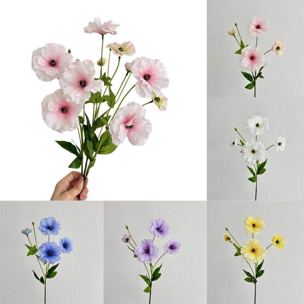 3 Head Fake Flower Bouquet Ins Style Photo Props Butterfly Peony Artificial Flower  Table Patio