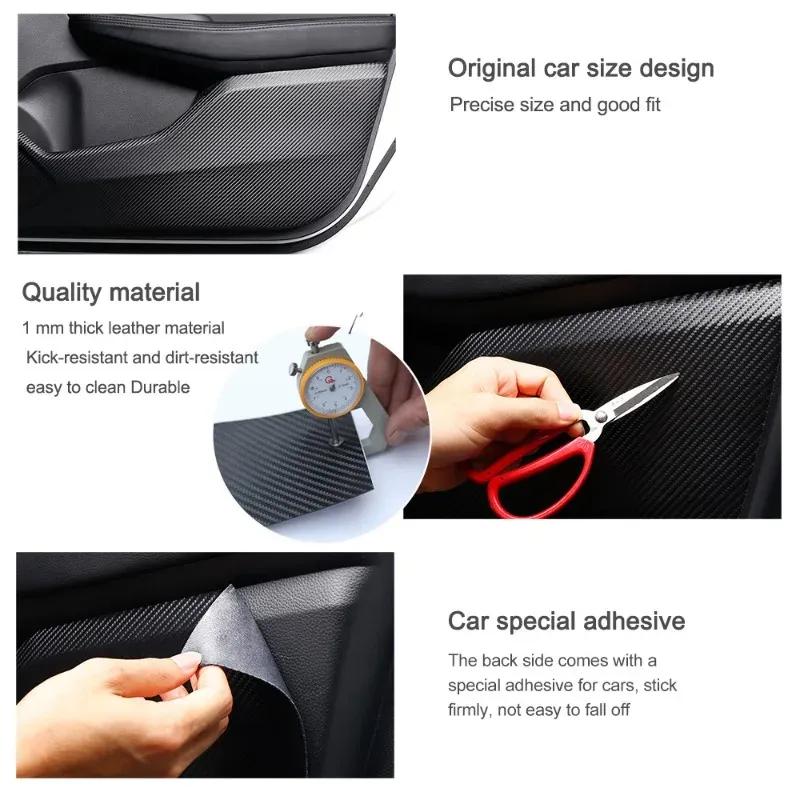 For Tesla Model 3 Y Car Door Anti-Kick Pad Leather Sticker Trim Side Door Sill Protector Cover Car Interior Decoration 2017-2025