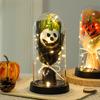 Pumpkin Dome Light LED Clear Cloche Pumpkin Night Light for Halloween Home Kitchen Tabletop Mantel Garden Poolside Decor