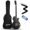 Donner Electric Guitar Beginner Set LP Type 39 Inch Full Size Poplar Wood HH Pickup Arrangement Exclusive Case Strap Shield Included Black DL-124