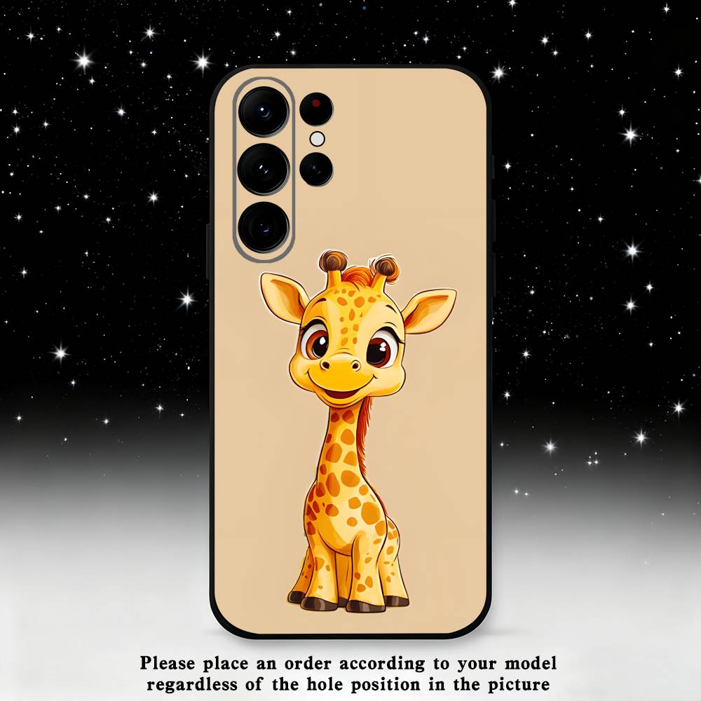 Giraffes Cute Animal Phone Case For Samsung S25,S24 Ultra,S20,S30 plus,S22 plus,S23,S30 Ultra 5G Silicone Black Shell