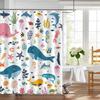 Kids Funny Ocean Shower Curtain, Cute Cartoon Watercolor Colorful Underwater Whale Boys and Girls Bathroom Decor Curtains