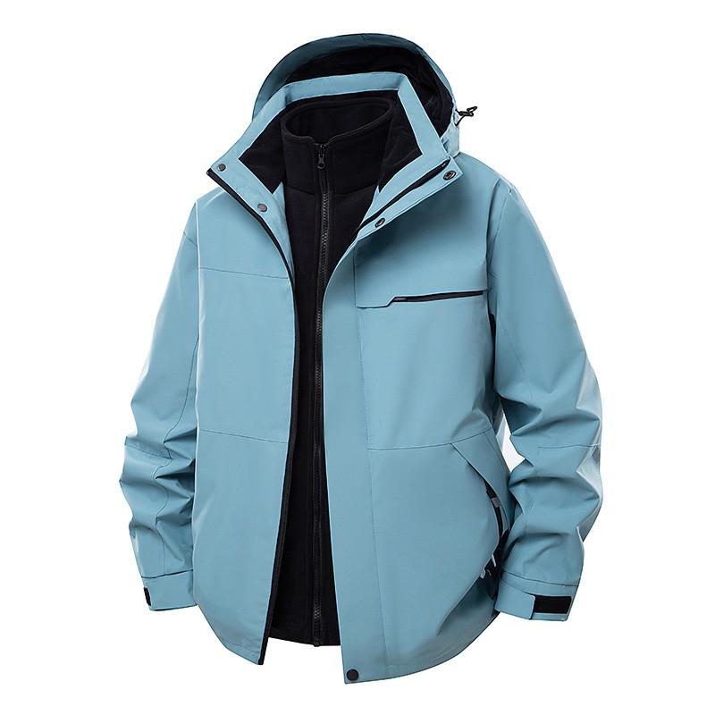 Men Women Waterproof Windproof Hooded 3-in-1 Outdoor Jacket With Removable Fleece Liner Hiking Camping Travel