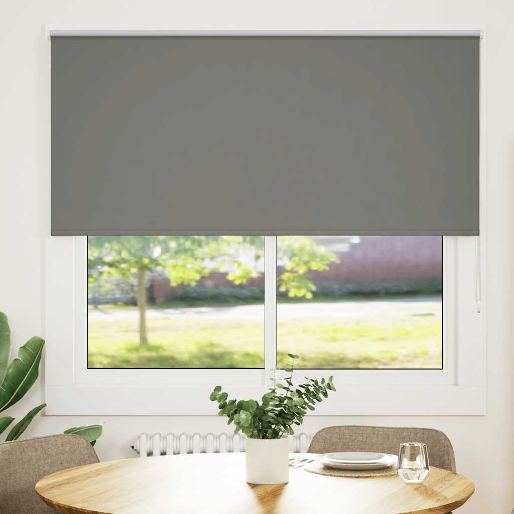 Blackout Roller Blind Grey 150x150 cm Fabric Width 146.6 cm Polyester