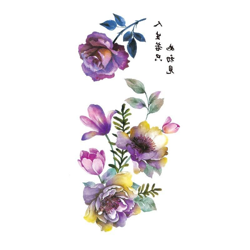 Наклейка с изображением цветка голубой розы, большой узор в виде цветка сливы, водонепроницаемая наклейка с изображением цветка на руке, образец татуировки