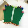 Korean Style Full Finger Mittens Colorful Hairball Cycling Driving Gloves Knitting Gloves  Outdooor