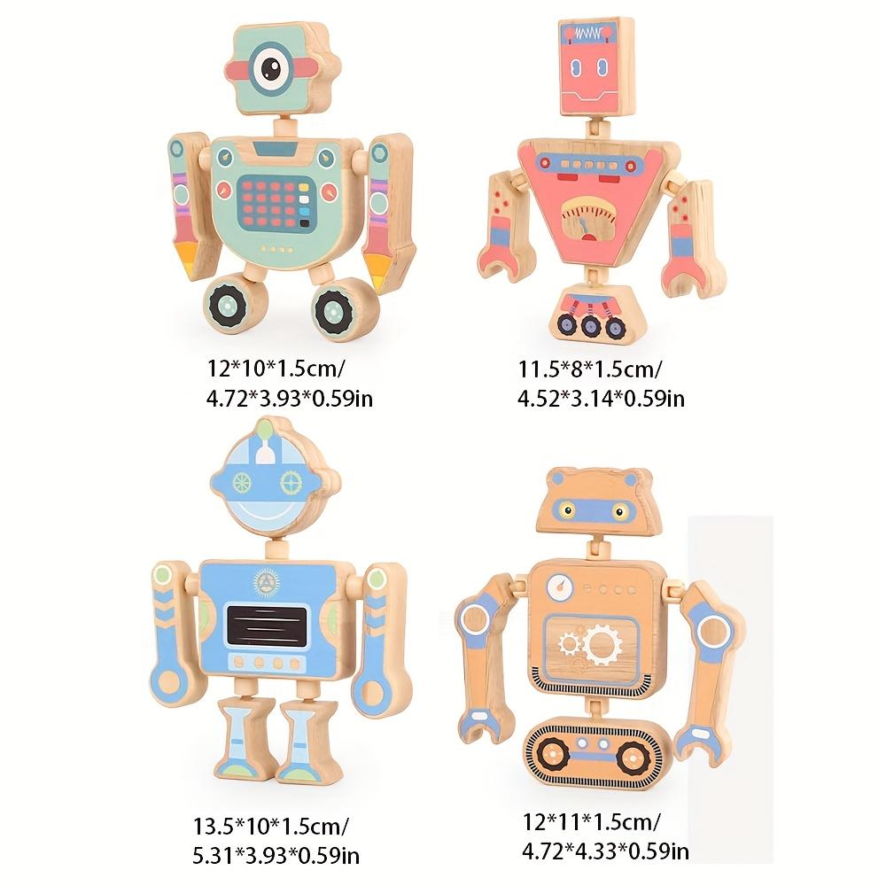 Новые деревянные сборные игрушки-роботы, забавный защелкивающийся дизайн, 4 разных робота, настольная игра, рождественский пасхальный подарок для мальчиков и девочек старше 3 лет