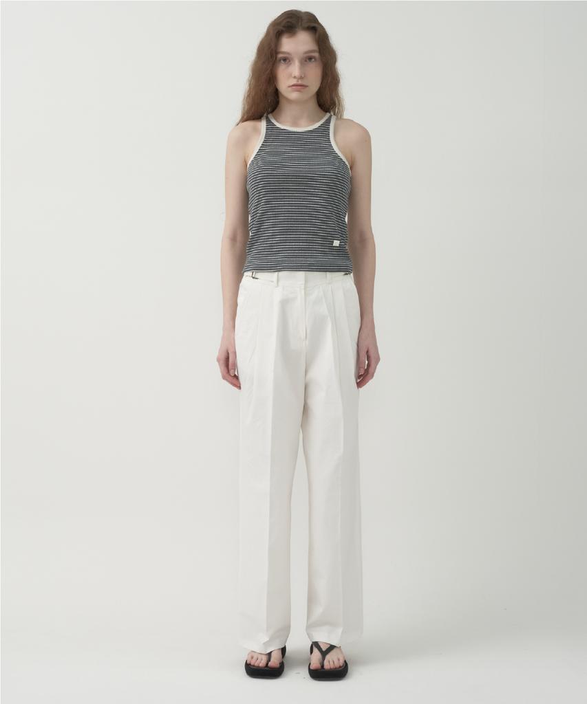 MOTT Buckle Cotton Pants - White
