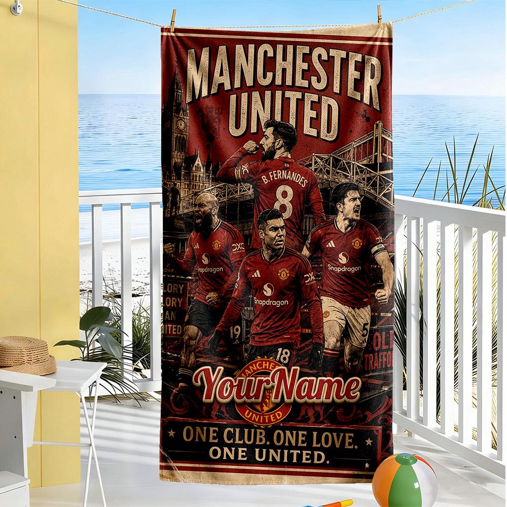 Manchester Customize Your Name Beach Towel Quick-Dry Soft Microfiber
