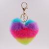 15x10см Красочный брелок для женщин Модные подарки Меховой брелок Пушистый искусственный кролик Брелок Брелок для ключей Сумка для автомобиля Подвеска в виде сердца
