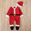 Infant Baby Boys Girls Long Sleeve Christmas Santa Romper Jumpsuit+Hat Outfits