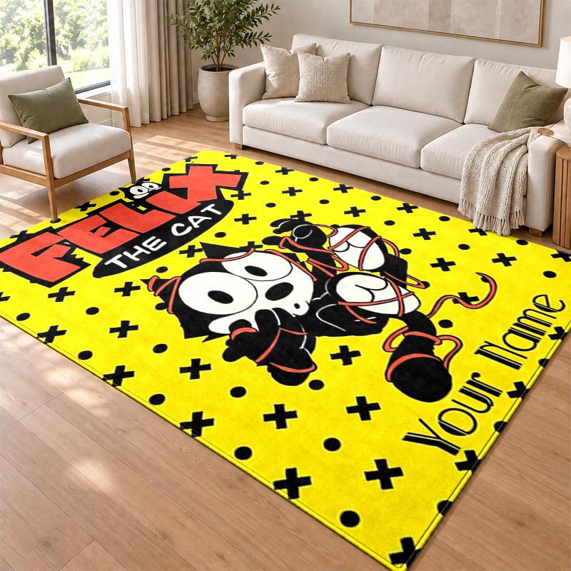Felix the Cat Custom Name Personalized Rug Non‑Slip Doormat Floor Carpet Housewarming Birthday Gift for Family Friends