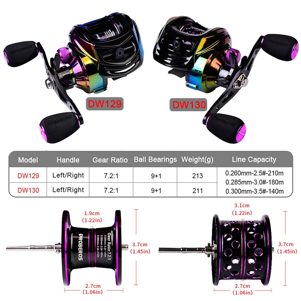 Wuyuzi Baitcasting BB Bearing Fishing Baitcast High Speed Fishing Reel with Baitcast Fishing Accessories Reel, 9+1 Reel, 7.21 Wheel, Left/Right,