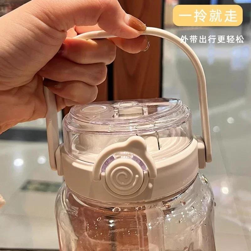 2L Sport Straw Water Bottle Time Scale Plastic Summer Cold Juice Water Cup Large Capacity Portable Travel Bottles Water Bottle