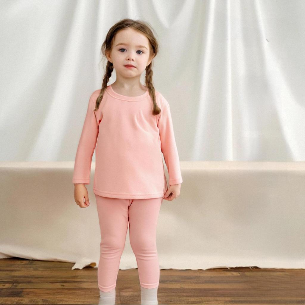 Детский бесшовный термофлисовый комплект нижнего белья - Теплая осенняя одежда для мальчиков и девочек