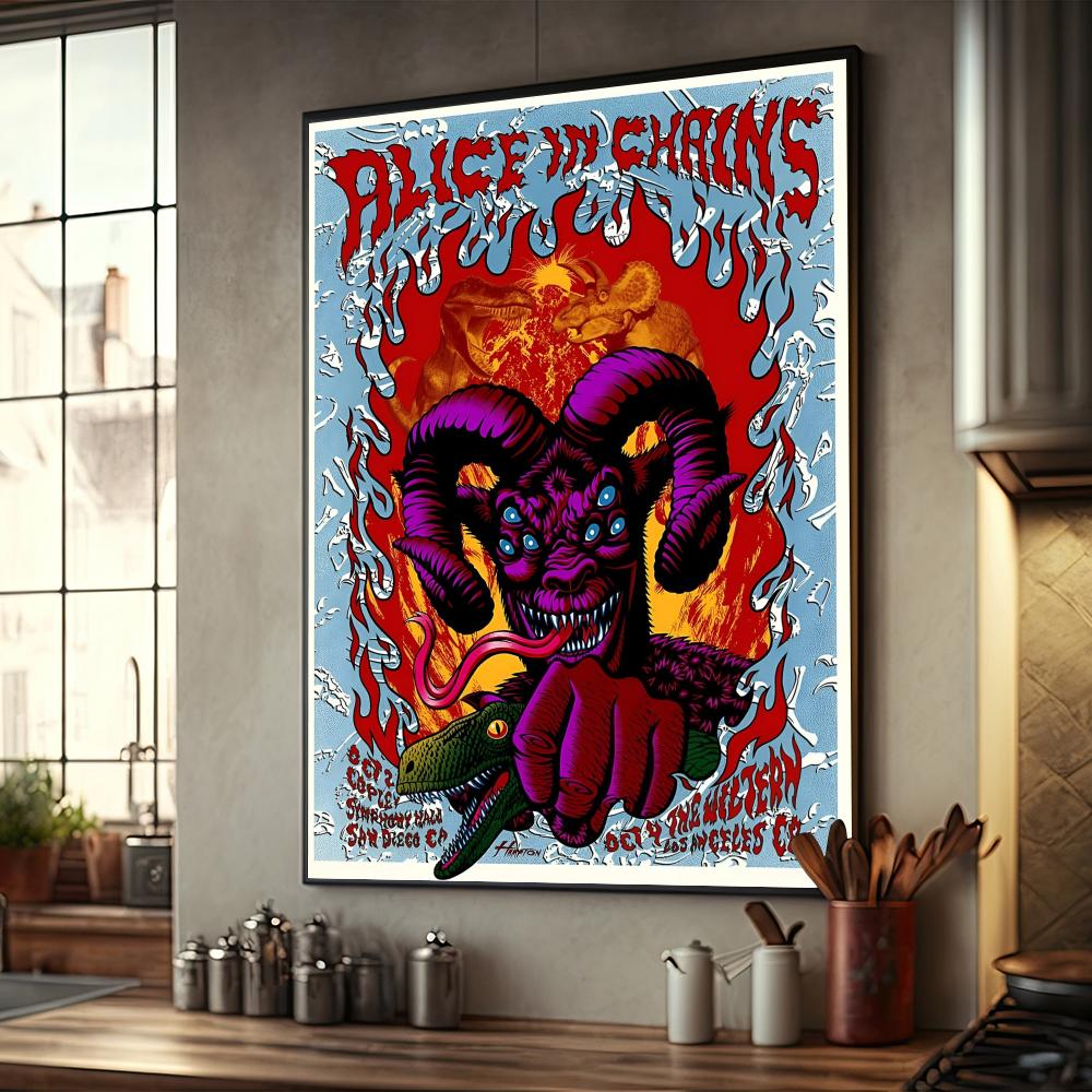 Ретро Музыка Alice In Chains Плакат Домашний Декор Высококачественная Крафт-бумага Плакат Настенная Живопись Кабинет Домашний Декор Гостиной