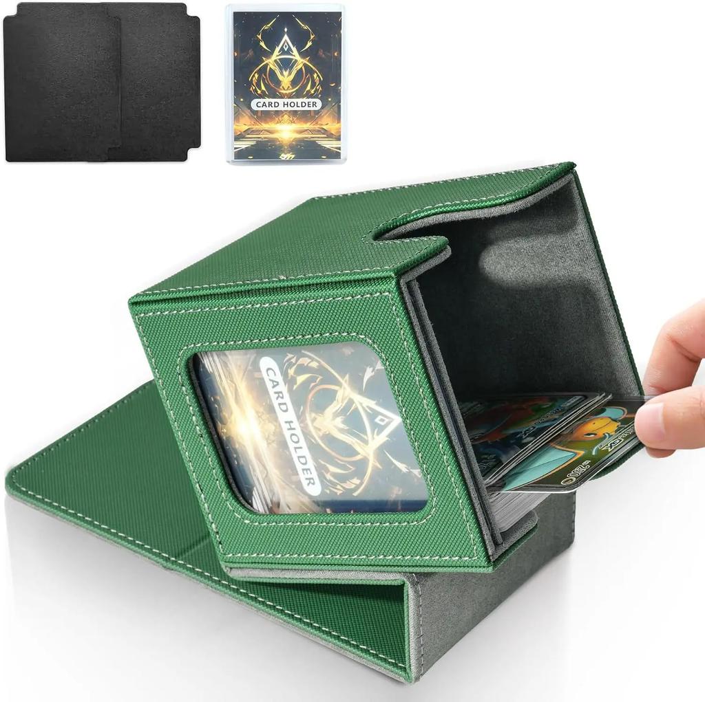 100+ Load Trading Card Deck Box for MTG Commander Display with 2 Dividers Game Sports Card Storage Box PU Magnet Deck Case