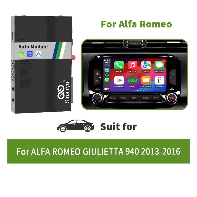 Sinairyu Wireless Carplay Android Auto Retrofit Kit Compatible For Alfa Romeo 2013-2016 Jeep 2013-2018 Mirror-Link