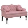 Pink Velvet Bench with Cushions 120.5 x 65 x 75 cm