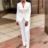 Женский модный комплект, спортивный костюм с длинными рукавами и оборками, пиджак, брюки, костюм из двух предметов, офисная женская деловая одежда, униформа