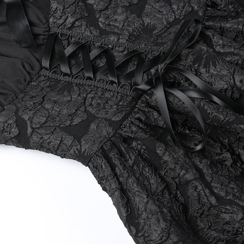 GMXIA Платье-плиссе на Хэллоуин, летний дизайн, однотонное платье-помпадур с перекрестным воротом для женщин