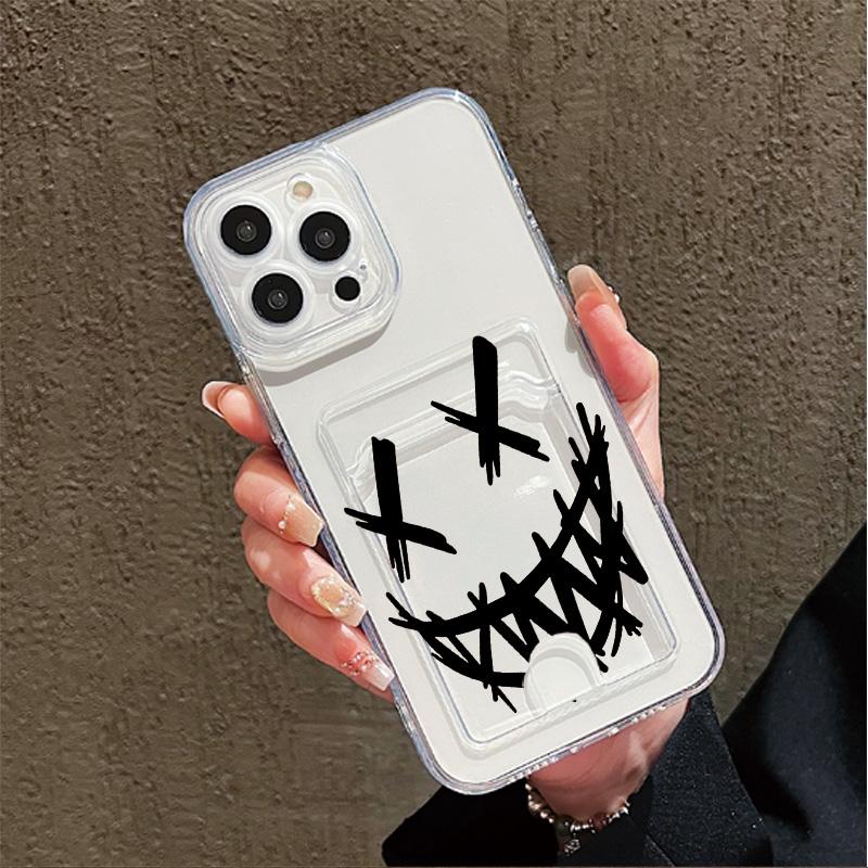 Card Slot Holder Silicone Wallet Pocket Case For iPhone 14 16 15 Max Infinix Note 30 Xiaomi 11T 13T 14T Samsung S23 S24 S25 Cover Clear Phone Bumper