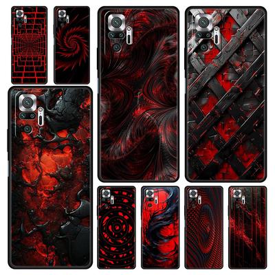 Черно-красный чехол-накладка с узором "Рябь" для Redmi 14C 10C Note 15 14 13 12 10 11 K40 Pro Plus 5G, противоударный, из мягкого ТПУ, Fundas