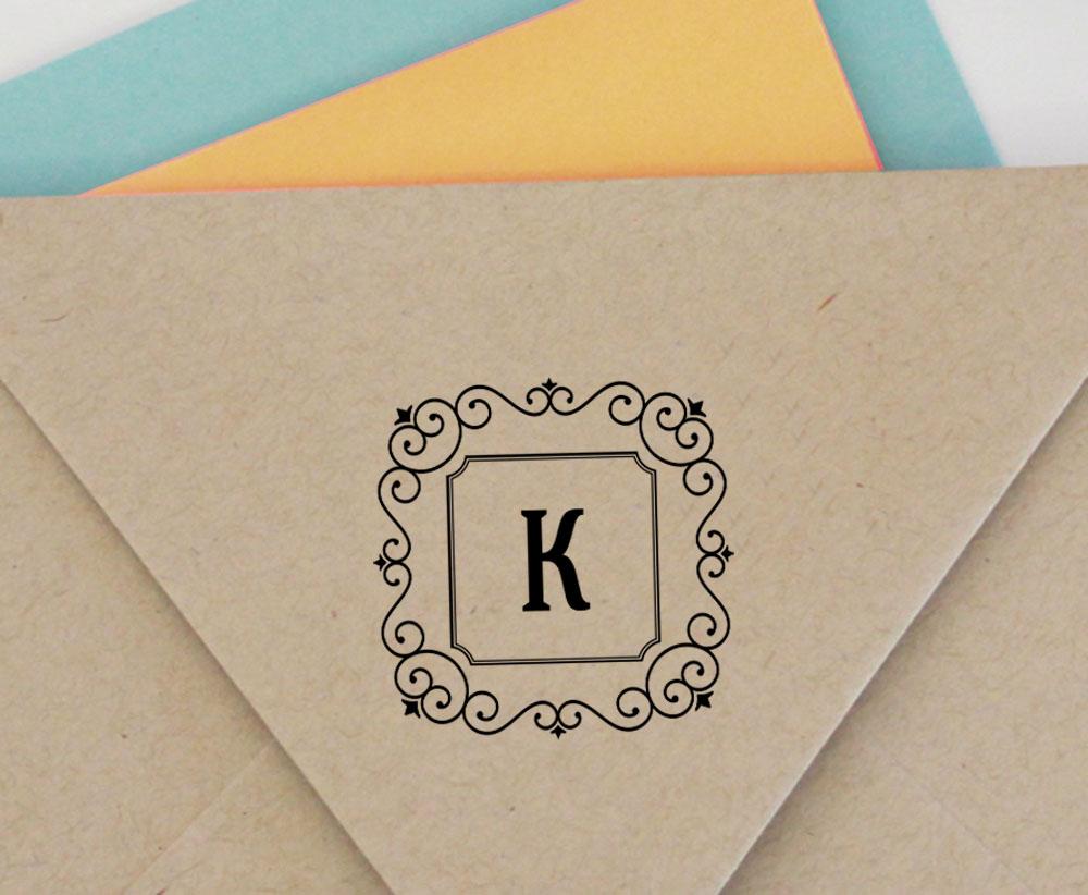 Printtoo Alphabet A Monogram Octagon Celtic Swirl Frame Self Inking Rubber Stamp Office