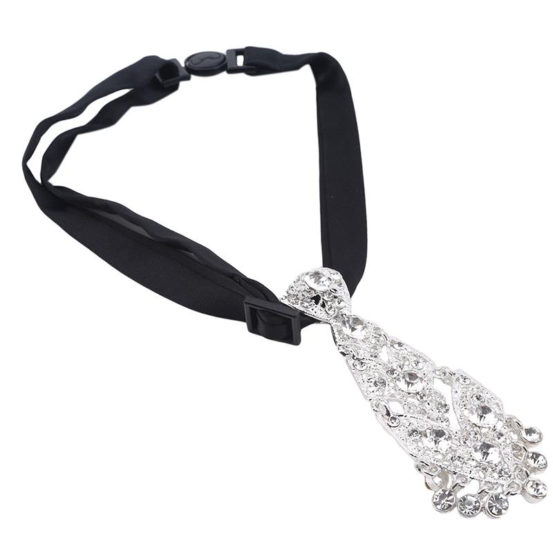 Small Tie with Colored Diamonds and Metal On White EMA