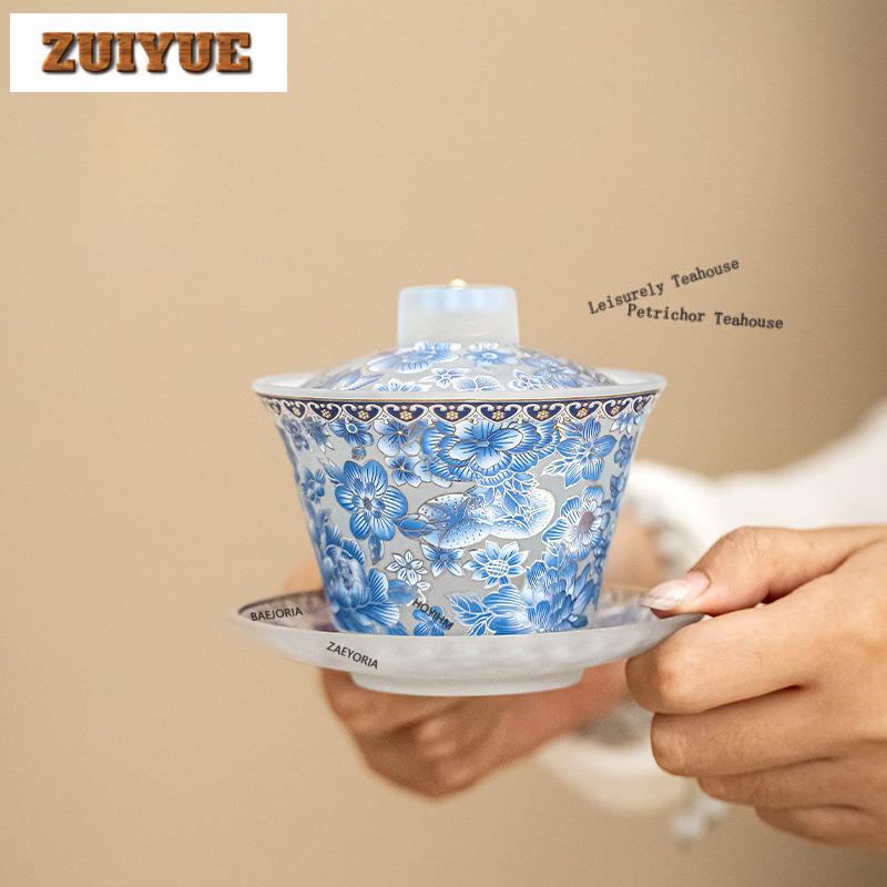 180ml Colour Enamels Crystal Glass Gaiwan Creative Tea Tureen Tea Bowl With Lid Kit Tea Making Cover Bowl Drinkware Ornaments