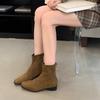 Осень и зима новая маленькая обувь до щиколотки толстый каблук женские одинарные сапоги замшевые ретро тонкие сапоги французские короткие сапоги