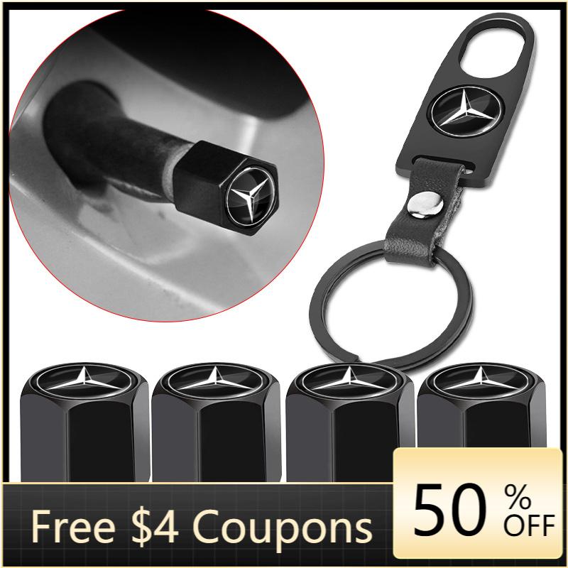 CQL1 Car Keychain Tire Valve Cap Car Styling Accessories Stickers For Mercedes Benz W212 W211 W213 W203 W205 W204 A C E B R Class