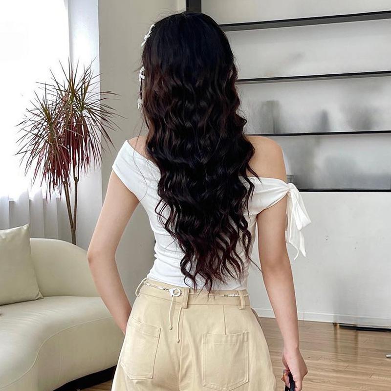 Европейский и американский летний сексуальный топ с одним плечом и лентой для женщин Y2K