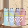 1PC Only One Tshirt Heart Slogan Print 750ml Color Plastic Sports Water Bottle Leakproof Flip Straw Lid Suitable for Sports Office Home Use