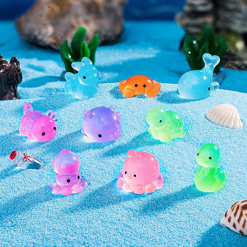 Luminous Marine Animal Ornament Mini Glow Animal Pendant Micro Fish Tank Crab Dolphin Octopus Decoration Landscape