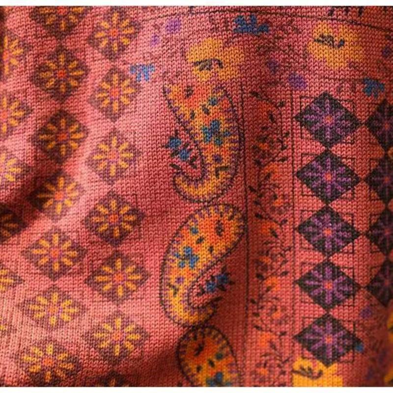 Johnature Vintage Print Loose Casual O-Neck Sweater Woman Winter Niche Long Sleeves Retro Personality Sweaters