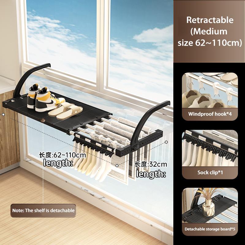 Многофункциональная выдвижная вешалка для сушки одежды, подвесной органайзер для окна, стойка для хранения, для балкона, для проветривания полотенец, одежды, обуви