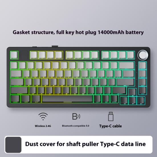 Механическая клавиатура Совместимость с Bluetooth/2.4G/Type-C Проводное подключение Трехрежимное подключение Полноразмерная клавиатура с возможностью горячей замены 81 клавиша