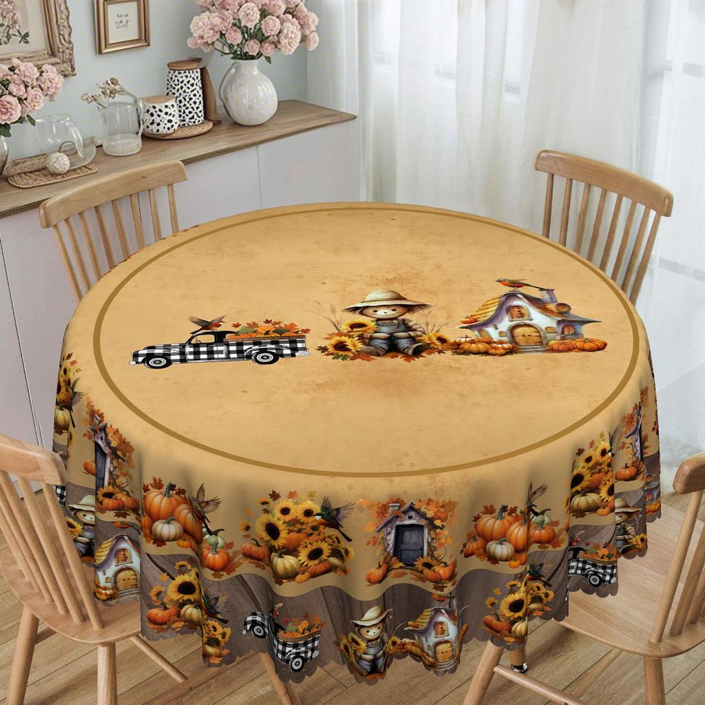 Скатерть с изображением тыквы и подсолнухов в пасторальном стиле, водонепроницаемая и маслостойкая скатерть для обеденного стола, чехол для журнального столика, прямоугольная декоративная скатерть для ресторана