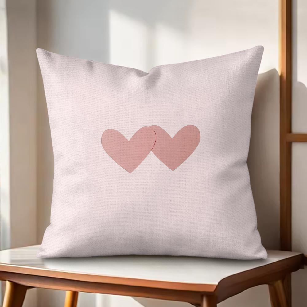 Pink bow cherry pattern Cushion Cover Natural Linen Organic Fabric DoubleSided Printing Couch Pillow Covers Home Decor