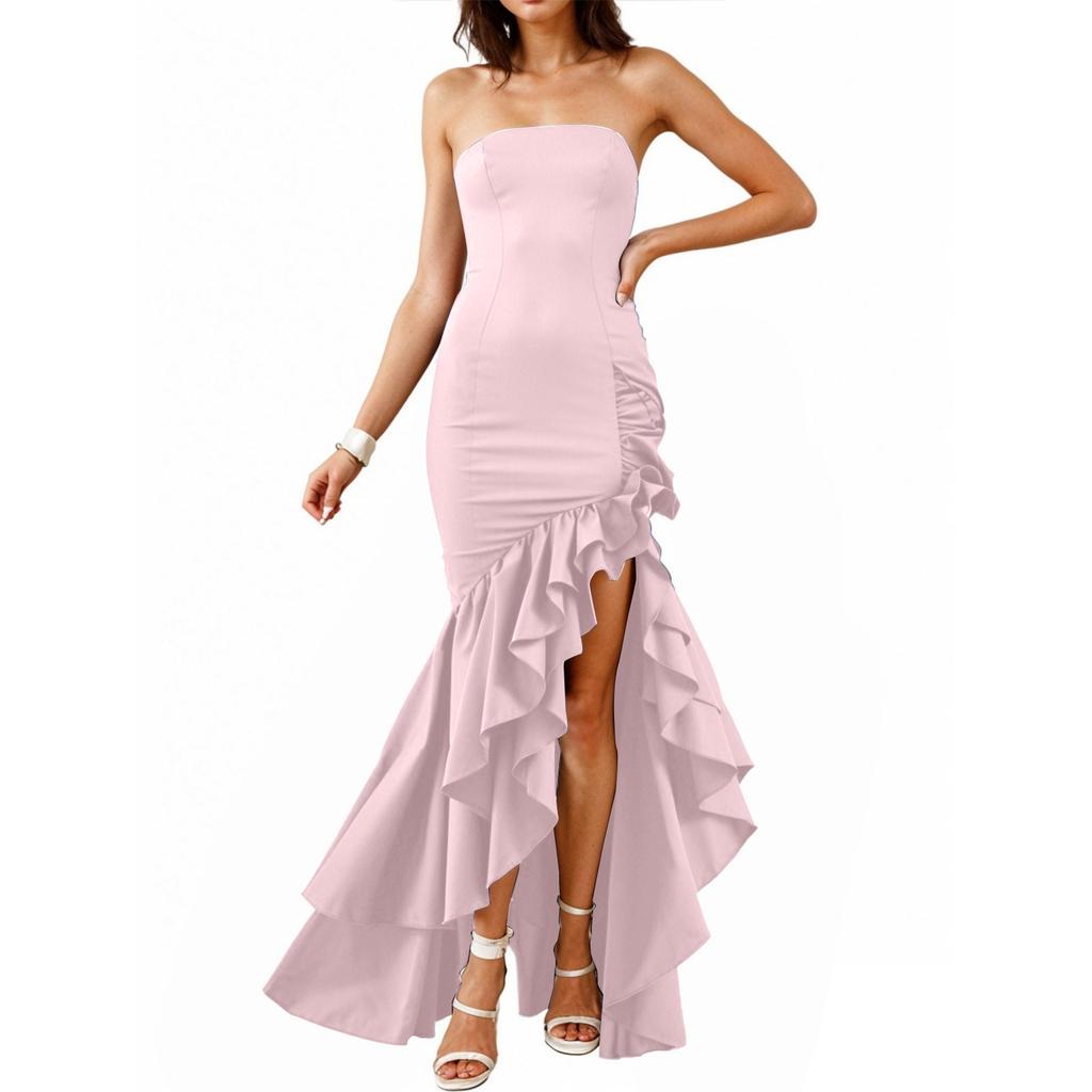 Модное женское вечернее платье сексуальное платье с подтяжками и открытой спиной с высоким разрезом