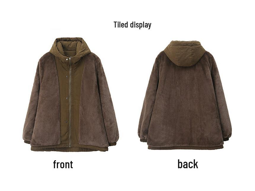 Женская хлопковая парка средней длины с капюшоном 2024 года - На флисовой подкладке, однотонная, повседневного свободного кроя, зимнее пальто