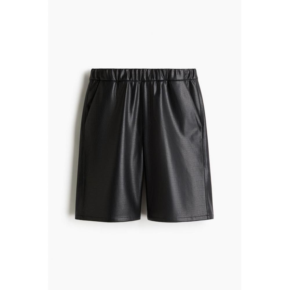 H M Coated sHorts Loose Fit Black